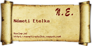 Németi Etelka névjegykártya